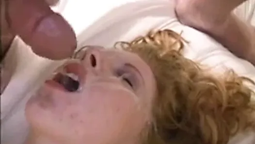 Redhead wife getting fucked by strangers as husband watches