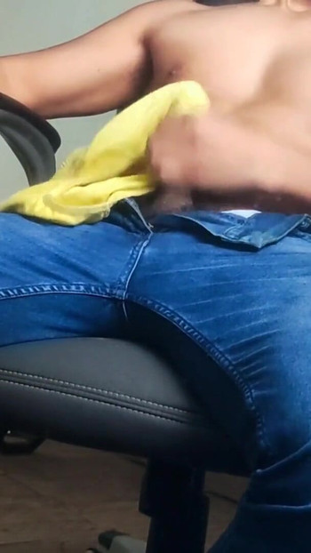 Thrilling moment from "cowboy rubs his throbbing cock in underwear"