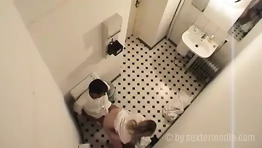 Doctor fucks the medical assistant in rest room