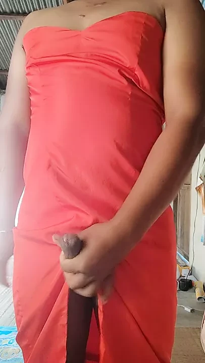 crossdresser red dress sexy