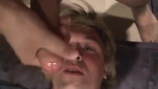 Fucking the twink's mouth and cumming on his face