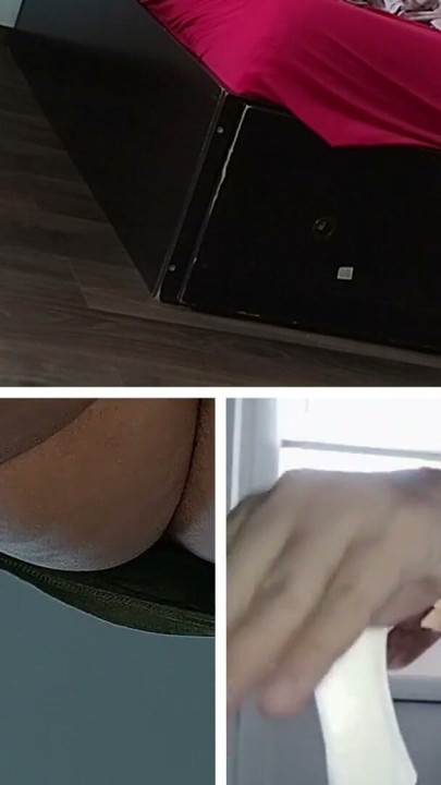 Horny wife strips and masturbates moaning. Sexy latina hairy pussy, big tits, big ass. | Clip 1