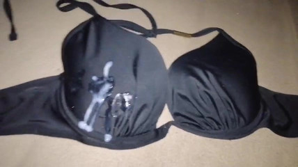 Cum on Padded Black Bikini Bra 32D