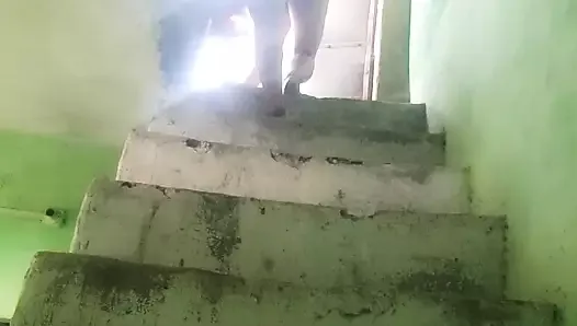 Boy fuck his asshole at the stairs