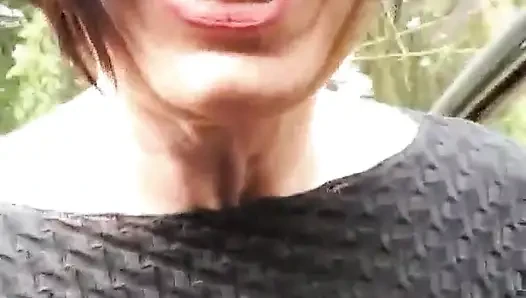 Julie Strips Naked on the Side of the Road and Squirts