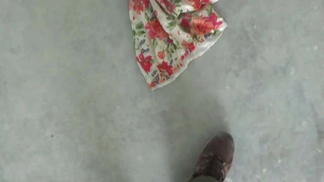 cleaning floor with floral 3 dress