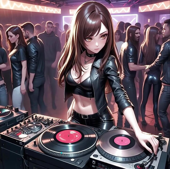 Anime seksi DJ Synthwave retrowave elektro AI