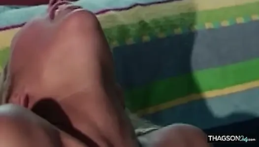Busty Blonde Babe Fingers Dripping Pussy to Shaking Orgasm