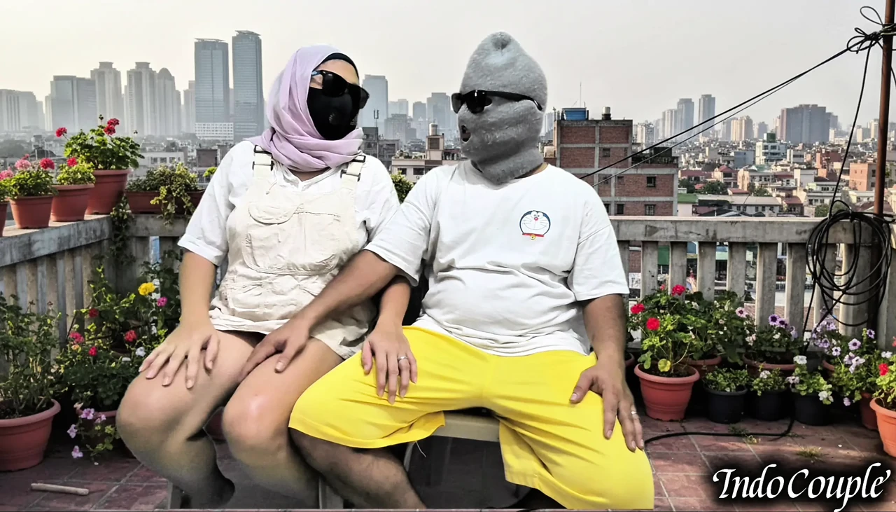 Hijab Muslim Big ask me to touch &amp; play her Pussy when she was in Balcony outdoor Sex