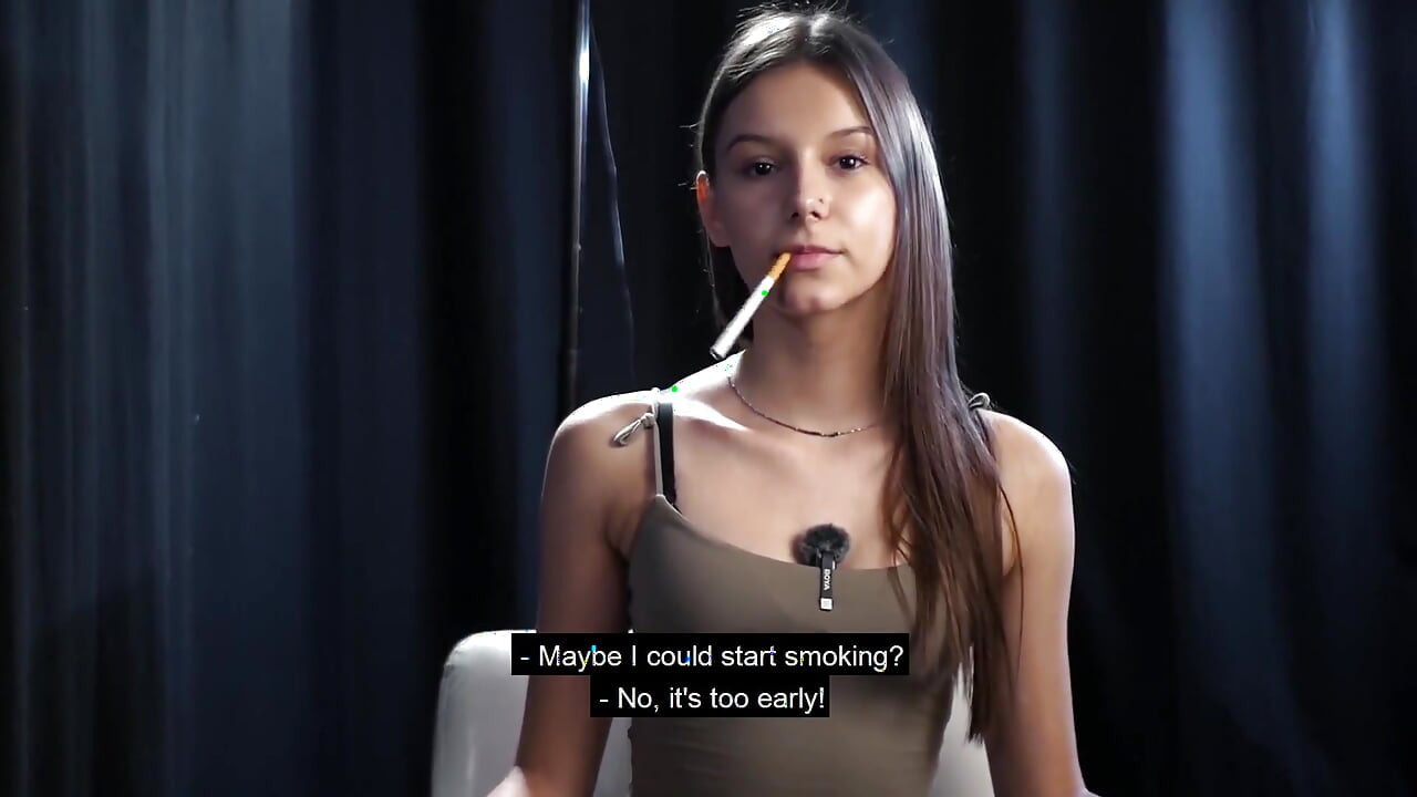 Calm Solo Smoking Session in Studio with Soft Smoke and Direct Eye Contact
