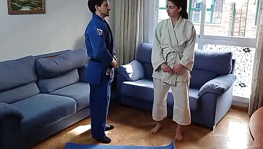 18yo Blowjob Fuck, Cum in Mouth Swallow Judo Lesson. Shanaxnow