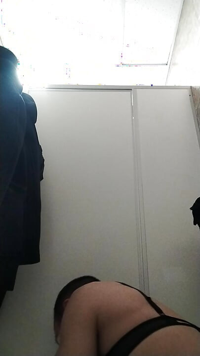 Self fisting in public toilet