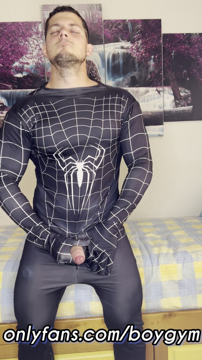 My COCK cums with Spiderman Suit💦