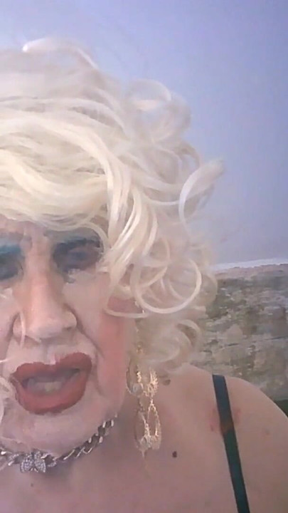 Iconic moment from "Nasty old skanky tart barmaid, Sarah slut, smokes for you to wank and piss over"