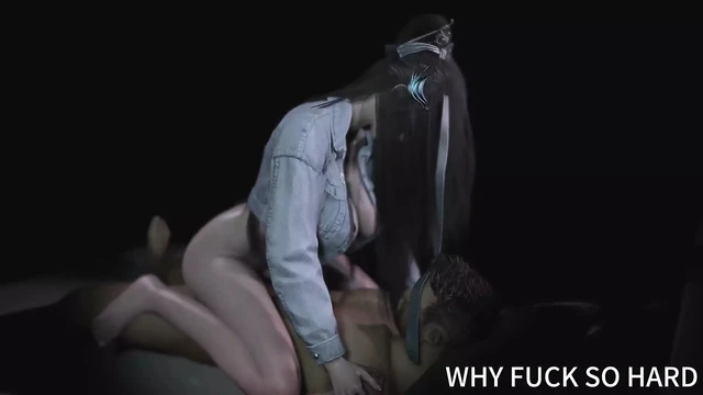 3D Sexy Asian Whore Sitting on the Big Cock