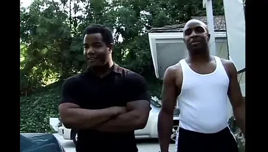 Threesome Sex of a Black Panther Fucked and Cumshot on Tits by Two Monst...