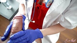 Дрочка от горячей медсестры Eva Myst в кабинете врачей в видео от первого лица: дай мне свой образец спермы