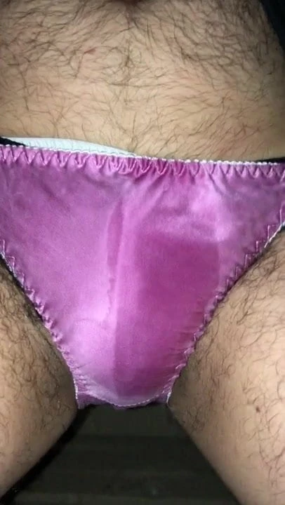 Pissing in silk panties