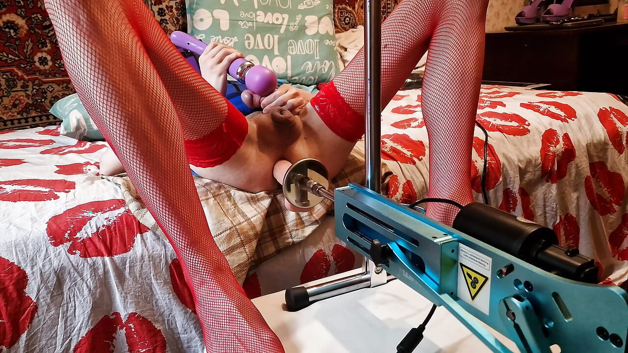 Shemale in latex erotic costume nurses Gets Her Hole Drilled by a Huge Dildo on a Fuck Machine Russian Sasha Earth