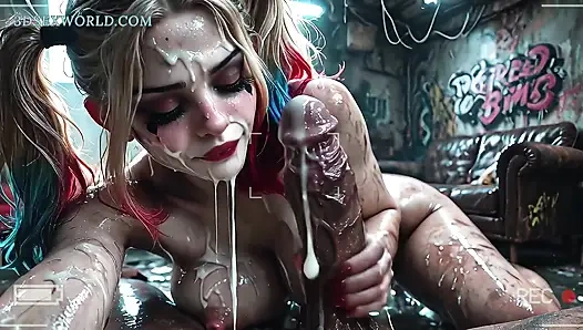 Naughty Harley Quinn Bathing in Cum (Realistic AI Generated)