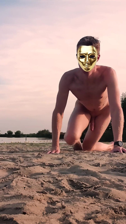 Twink on Forbidden Non Nudist Beach Secretly Naked 4K! Teenager Exhibitionism Goldenelixxxir!