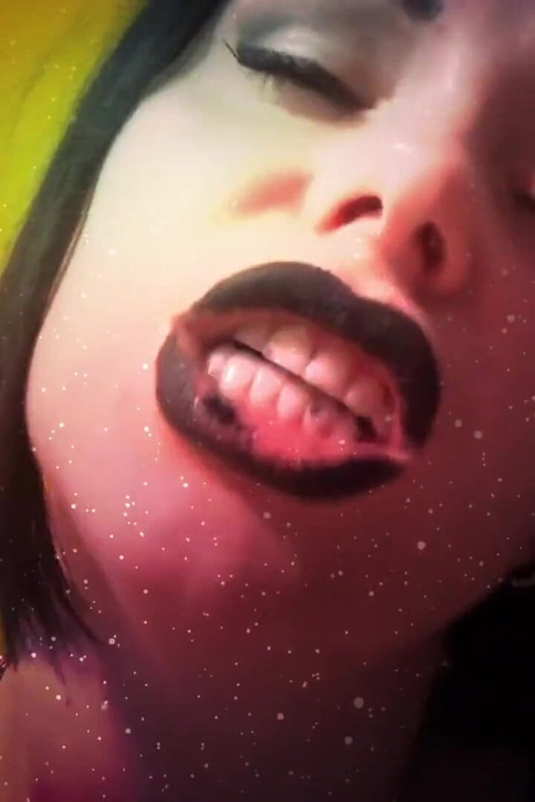 Witch with black lips french kissing with you & riding you