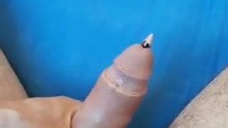 Jerking with pencil in peehole sounding