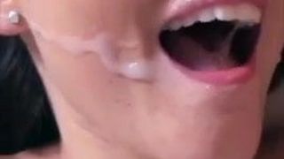 Hot babe gets fucked with cum on face