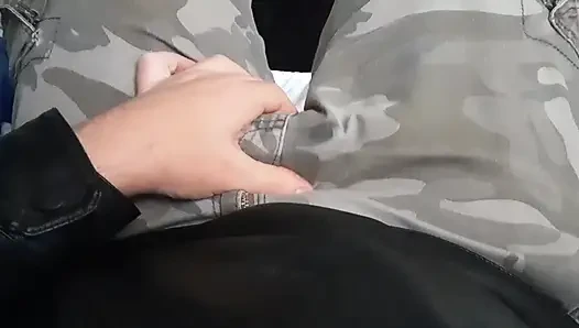 Cum on leather and cargo pants