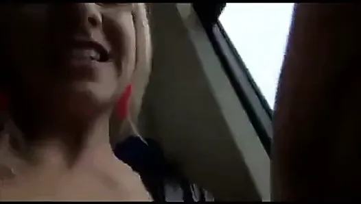 Blonde german slut sucking and fucking in the train