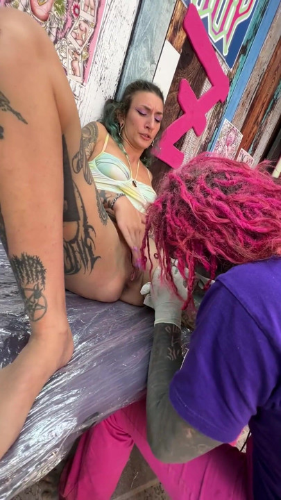 Tattoo Shop Slut Gets Pussy Licked & Sucks Cock While Getting Inked | Clip 1