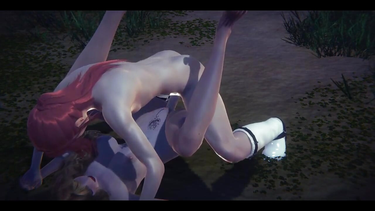 Hentai ongecensureerd - Hermi pijpbeurt en 's nachts geneukt in een park - Japanse Aziatische manga anime-spel porno