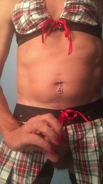 Sissy school girl jerking