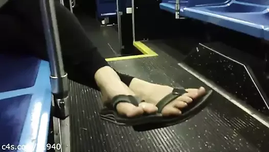 Candid Feet Toes and Soles on a public bus