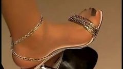 nylon feet in silver sandals