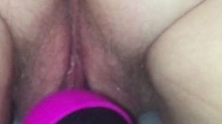 Hot milf vibed to orgasm close up