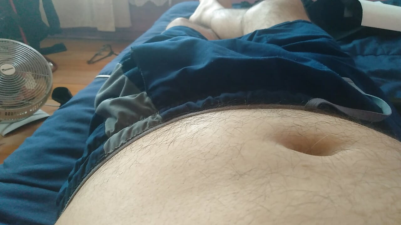 Guy masturbates his large penis with great excitement