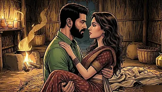 Raju and Seema started making a hut in the jungle and started having sex.