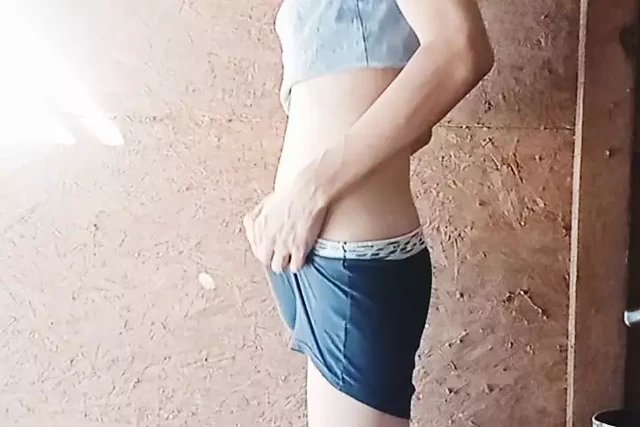 Gay boy massaging his penis
