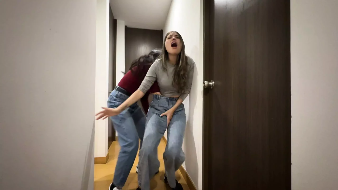 Two strangers play by touching each other under their pants and rubbing their asses