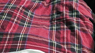 Rubbing one out in her skirt