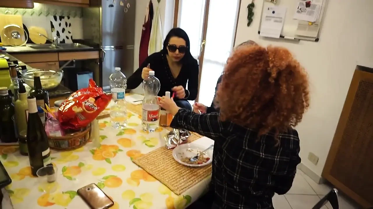 Our slave acts like a pet, so he pickups all the food we drop on the floor