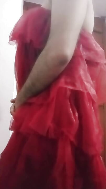 Indian Gay Crossdresser Gaurisissy real xxx homemade sex in Red lehenga