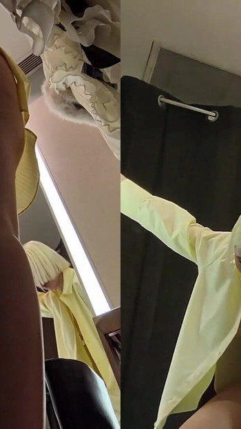 Jaw-dropping moment from "Sexy Blonde with big tits try on haul transparent clothes. Video from public locker room"