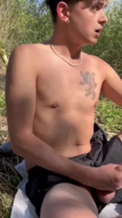 Young twink got horney in the woods | Clip 1
