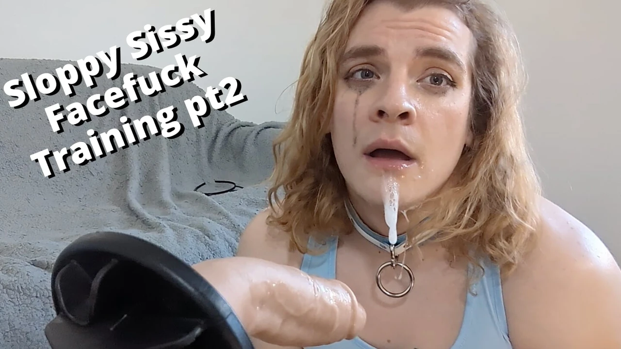 Sloppy Sissy Spit Fetish Face Fuck Deepthroat Training Pt 2 -Full video on LayneLovee Manyvids, Watch this cute blonde sissy bo
