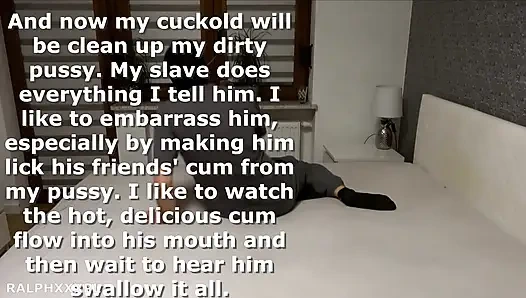 Поедание спермы куколдом, подборка, подчистка, поцелуй со спермой, писсинг