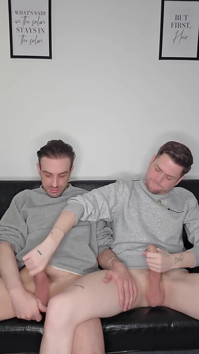 Hung Uncut Brotosh Lads Side by Side Masturbation
