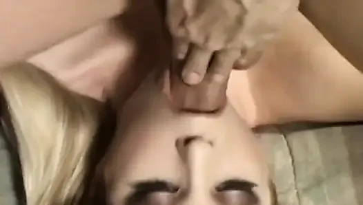 Naughty French Slut Got Face Fucked and Covered with Cum