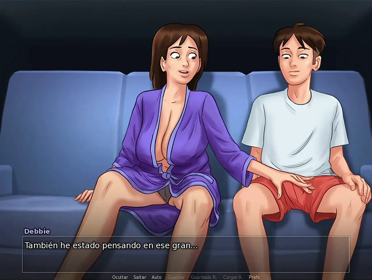 Two stepmoms fucking a desperate cock - summertime saga